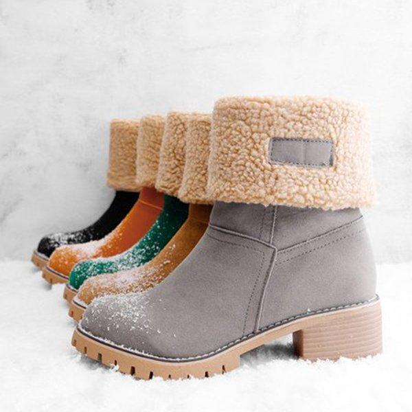 Women Warm Skylar Fur Heel Square Heels Ankle Snow Boots/Booties