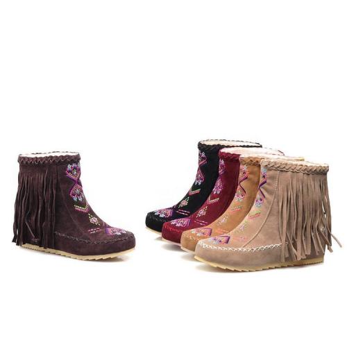 Women Tassel Short Wedge Boots Plus Size Autumn and Winter Shoes 6515
