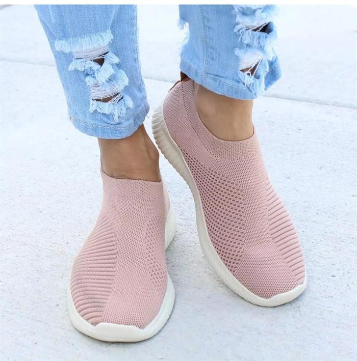 Women Shoes Knitting Sock Sneakers Women Spring Summer Slip On Flat Shoes Women Plus Size Loafers Flats Walking krasovki Famela