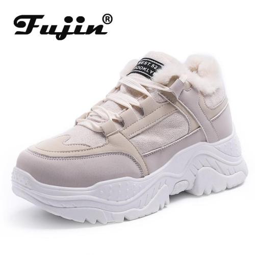 cuteshoeswearFujin Platform Sneakers Winter Plush Casual Shoes Vulcanized Sneakers for Women Female Lace Up Spring Autumn Ladies Shoes
