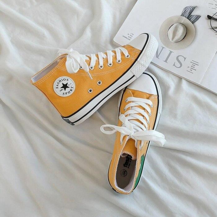 Women Sneakers Fashion Canvas Shoes New High-top Graffiti Trainers White Flat Loafers Classics Retro Casual Ladies Espadrilles