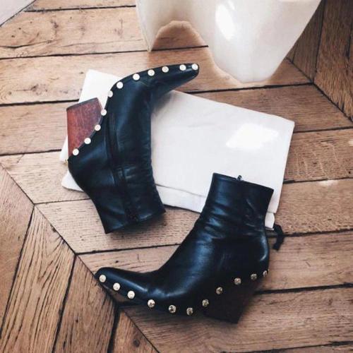 Women Chunky Heel Pointed Toe Boots