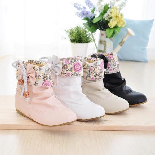 Women's Flower Printed Ankle Boots Shoes Autumn and Winter 5616