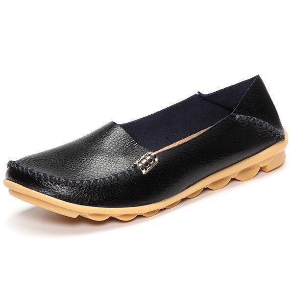 Flat Heel Artificial Leather Loafers& Flats