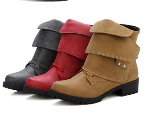 Women's Ankle Boots Low Chunky Heels Shoes Autumn and Winter 4048