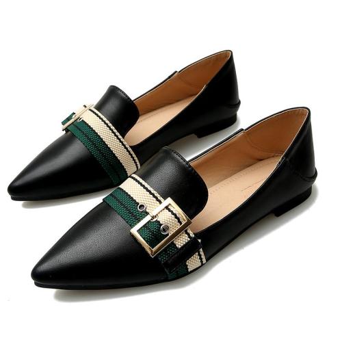 Korean New Foot Single Shoes Sexy Pointed Belt Buckle Flat Color Casual Flat Pregnant Women Soft Soles Shoes YX0024