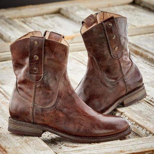 Women Casual Vintage Boots With Side Zipper