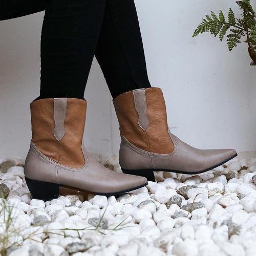 Women's Simple Printed Zipper Daily Winter Low Heel Boots