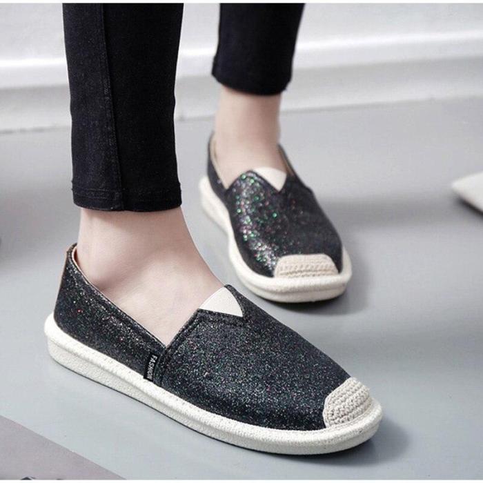 Women's Casual Flats Ladies Bling Loafers Slip On Flat Women Sewing Soft Bottom Breathable 2020 Female Shoes