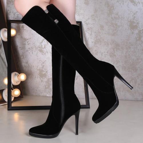 Pointed Toe Zipper High Heels Tall Boots for Women 5537