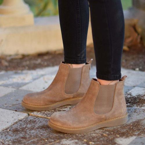Artificial Suede Slip-On Artificial Suede Womens Ankle Boots
