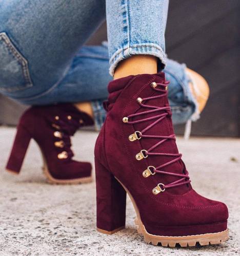 Suede Chunky Heel Ankle Boots