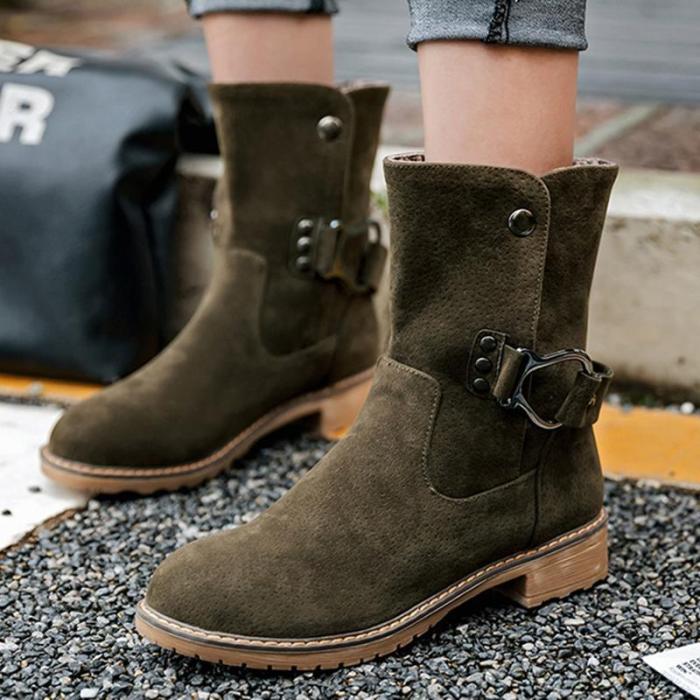 Women's Boots Round Toe Yellow Low Heel Casual Boots