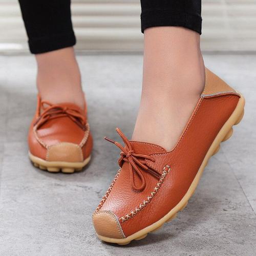 Women flats shoes 2020 fashion casual lace-up genuine leather flats femal shoes zapatos mujer spring summer shoes woman