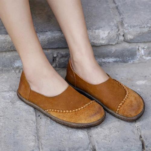 Women Autumn PU Leather Flat Shoes Ladies Slip Up Sewing Platform Heel Female Shallow Casual Comfortable Woman Loafer