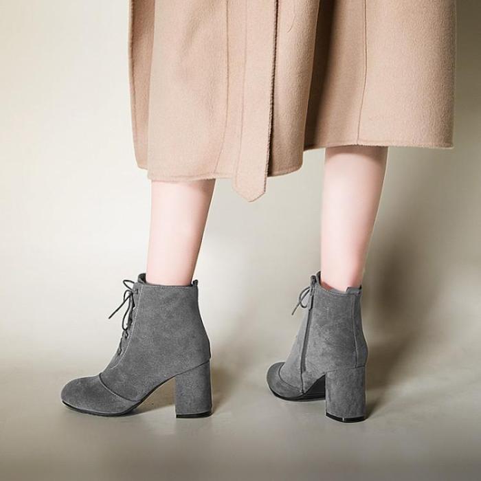 Women's Ankle Boots Autumn and Winter Zipper High Heels Short Boots Shoes