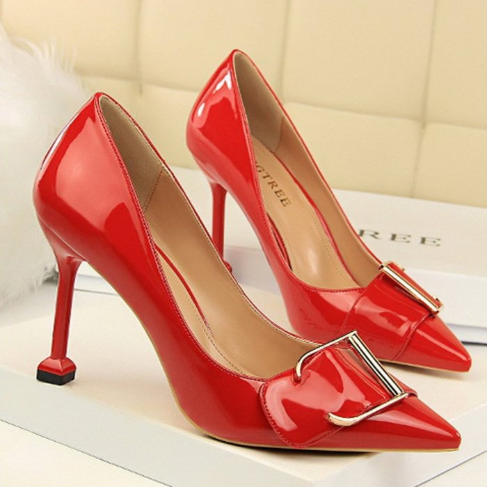 Fashion Pure Color Slim Heel Shoes