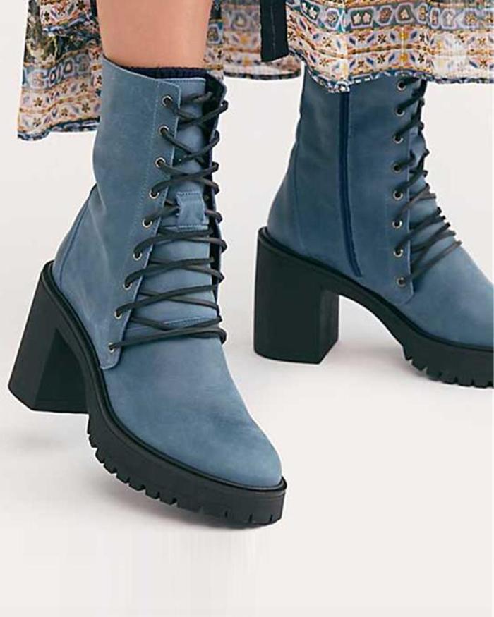 Chunky Lace-Up Ankle Boots