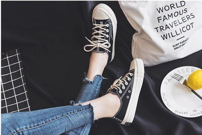 Women vulacnize shoes 2020 fashion simple lace-up solid breathable women casual shoes flats canvas shoes women zapatos mujer