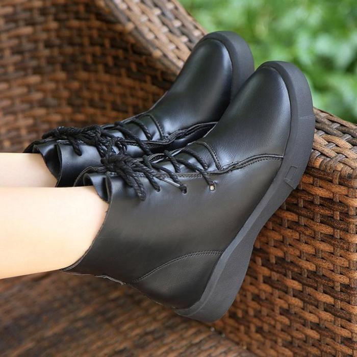 Women Martin Vintage Booties Casual Lace Up Shoes