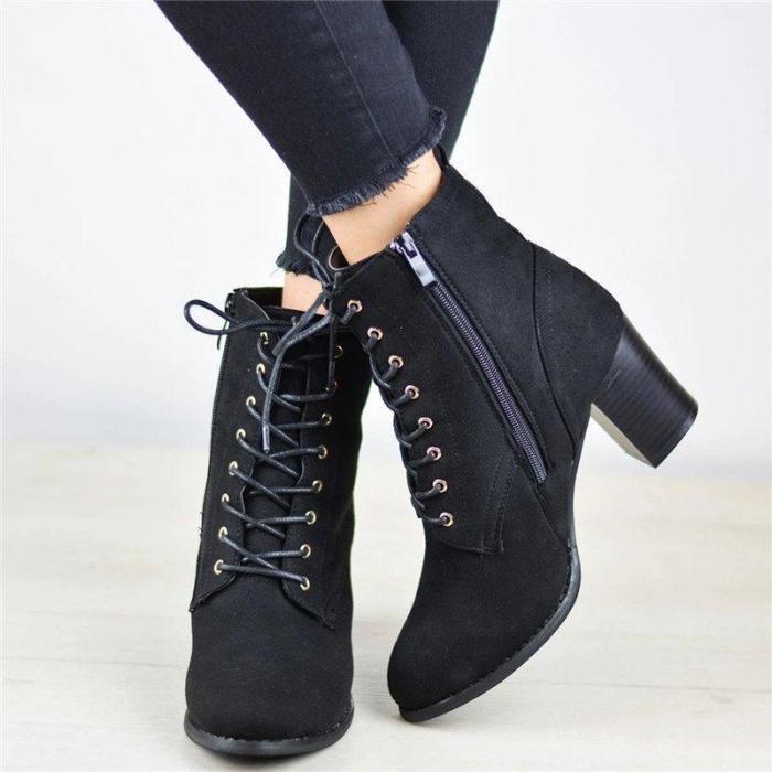 Women Casual Daily Lace Up Ankle Boots