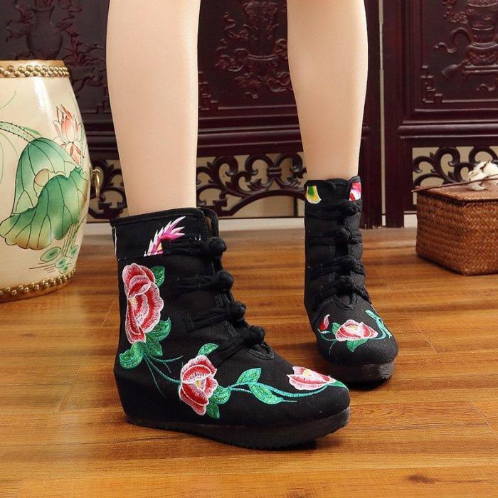 Women's Vintage Ethnic Embroidered Cotton Boots