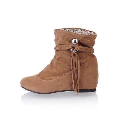 Women Velvet Tassel Short Boots Plus Size Autumn and Winter Shoes 5966