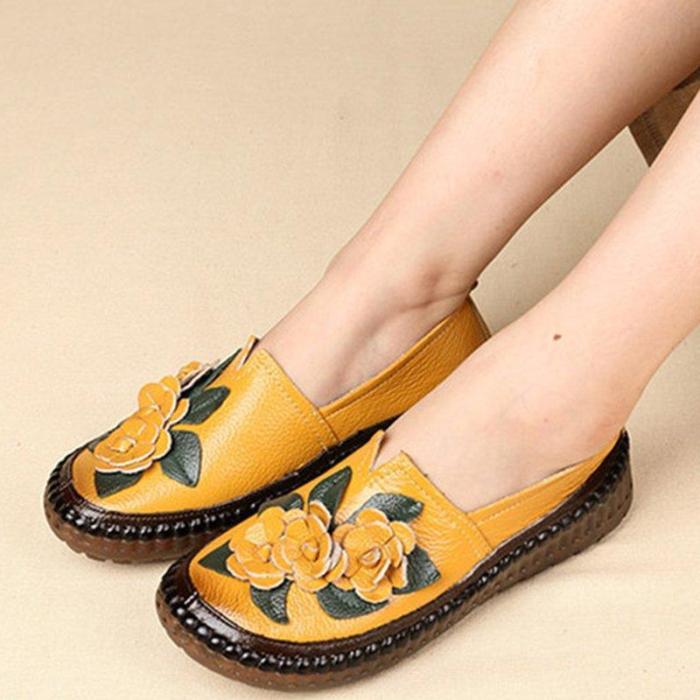 Women Casual Soft Flowers Flat Shoes Folkways Comfortable Flats