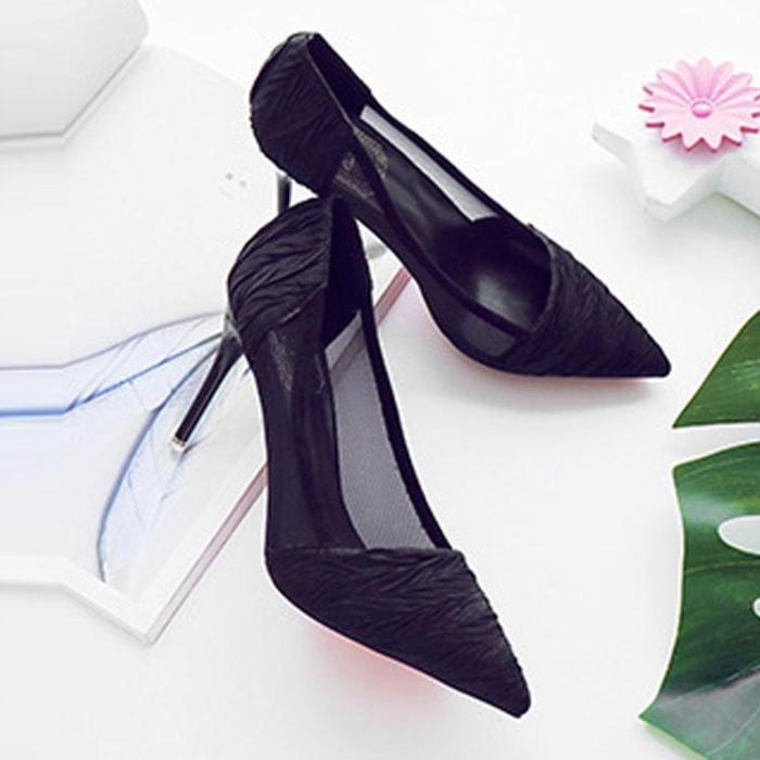 Elegant Pointed Silk Slim Heels Shoes