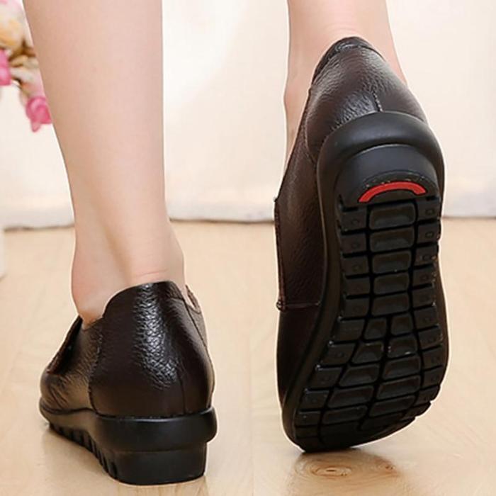 Genuine leather women flat shoes Comfortable 2019 Spring/Autumn Oxfords Hook Loop Ladies leather shoe Large size 35-43