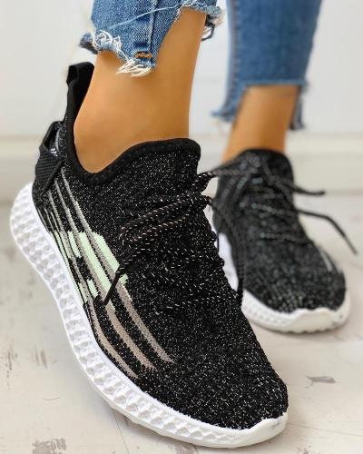 Knitted Breathable Lace-Up Yeezy Sneakers