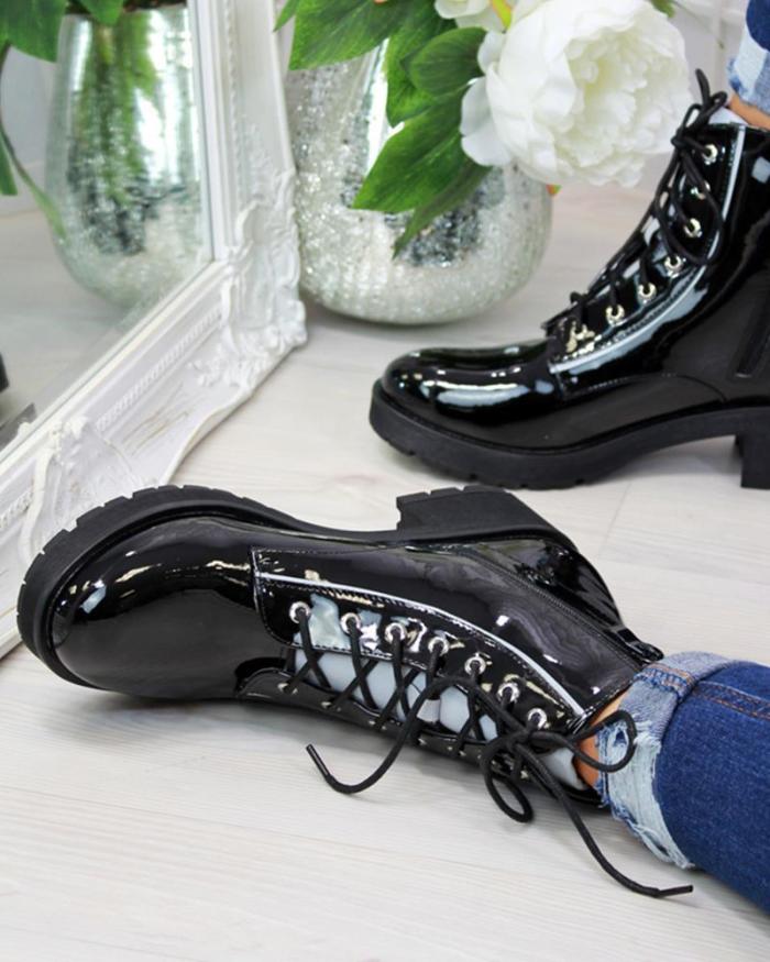 Chunky Lace-Up Biker Boots