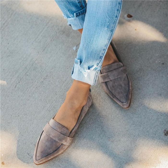Large Size Solid Flocking Loafers