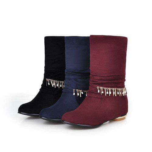Women's Tassel Ankle Boots Heels Shoes Autumn and Winter 5594