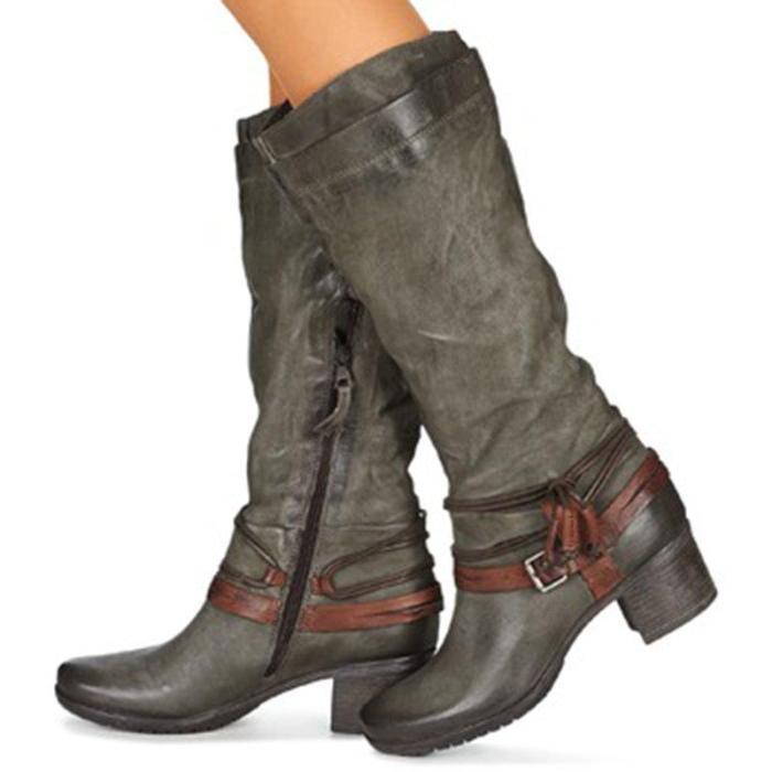 Women Winter Vintage Zipper Knee-High Boots