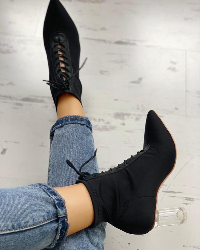 Lace-Up Transparent Chunky Boots