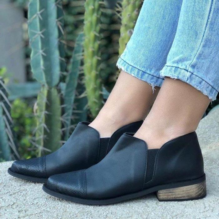 Artificial Leather Low Heel Loafers Slip On Casual Shoes