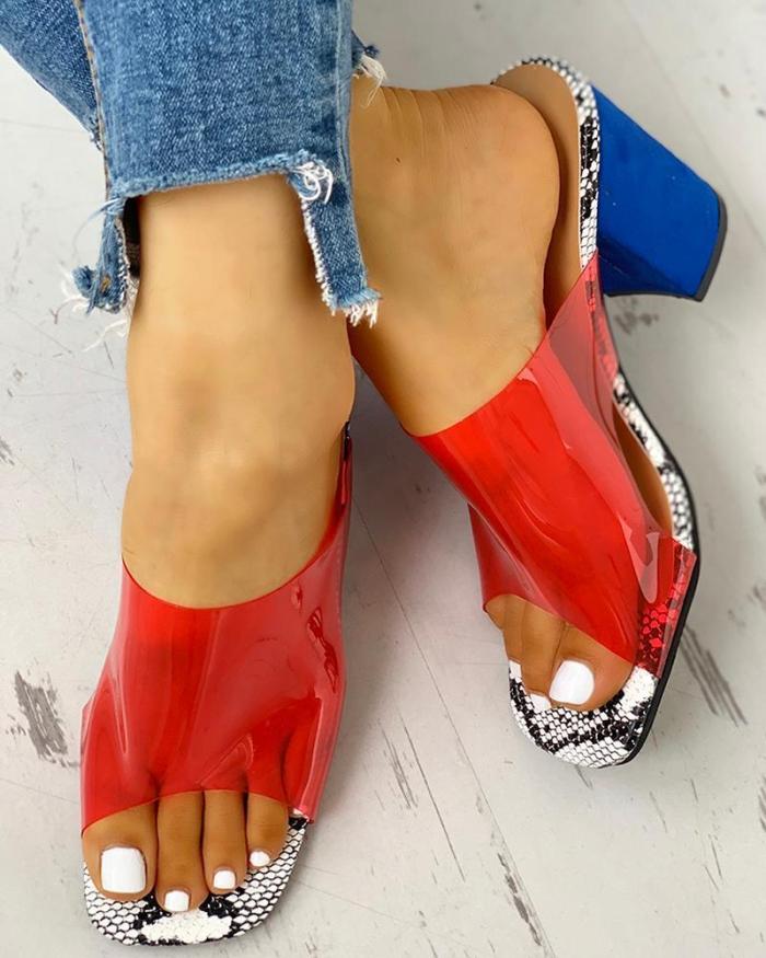 Peep Toe Transparent Chunky Heeled Sandals