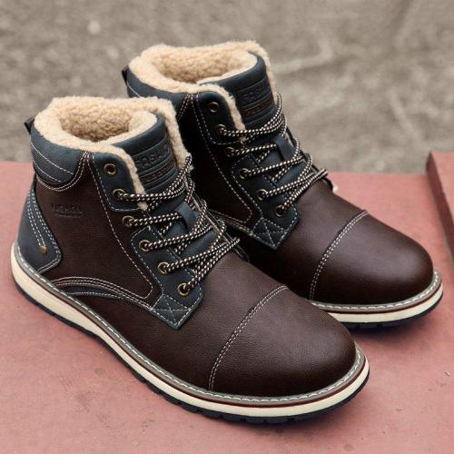 Outdoor Waterproof Warm Lining Slip Resistant Lace Up Ankle Boots