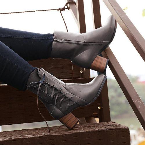 Women's vintage low heel Plus Size Boots