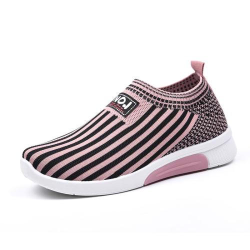 Stripe Women Vulcanize Shoes New Fashion Round Toe Slip-on Shoes for Women Casual Shoes Ladies Sneakers Flat with Footwear VT465