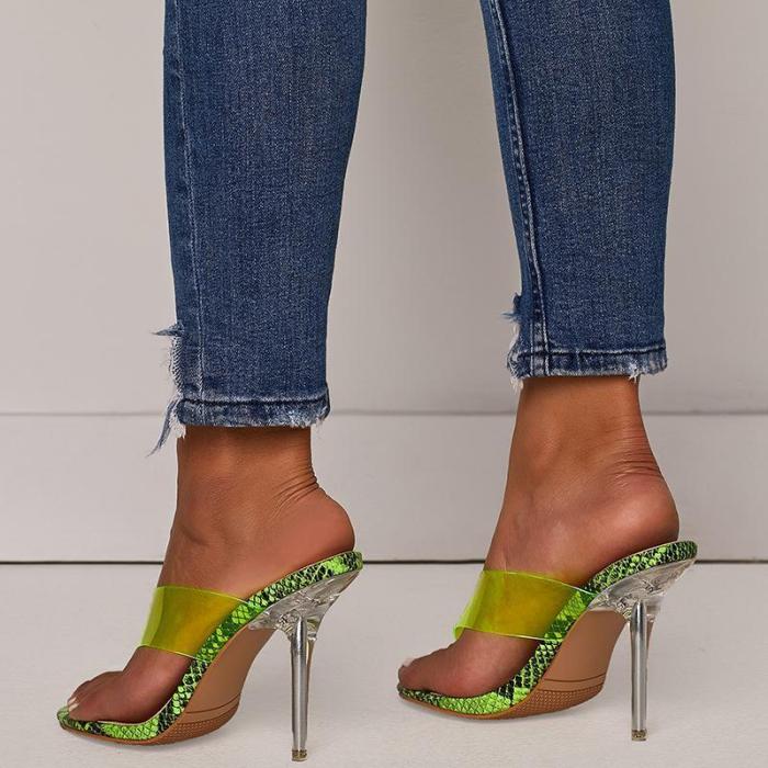 Summer Fashion Clip Toe Transparent Stiletto High Heel Ladies Slippers
