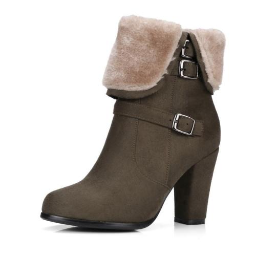 Autumn Winter Short Boots Thick Heel Large Size Women's Ankle Boots