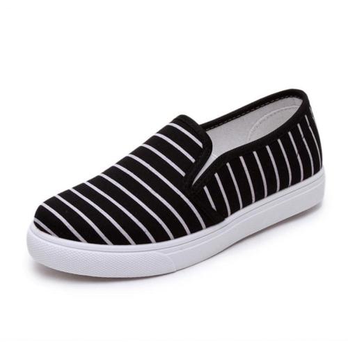 Slip-on Stripe Canvas Women Flat Loafers