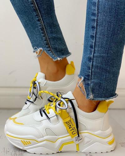 Platforms Lace-Up Breathable Casual Sneakers