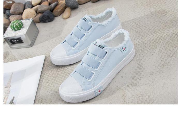 Sneakers Canvas Shoes for Women Fashion 2021 Solid Superstar Hook Loop Vulcanize Girls Zapatillas Mujer Shoes