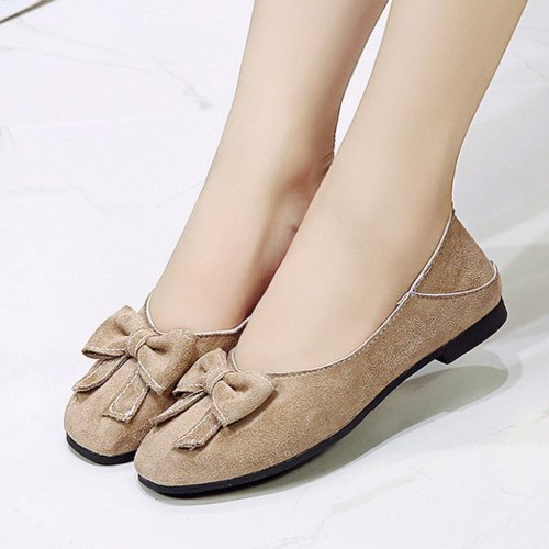 Flat Shoes Women 2019 Butterfly-knot Flats Women Casual Shoes Flock Slip On Loafers Women Round Toe Flat Shoes