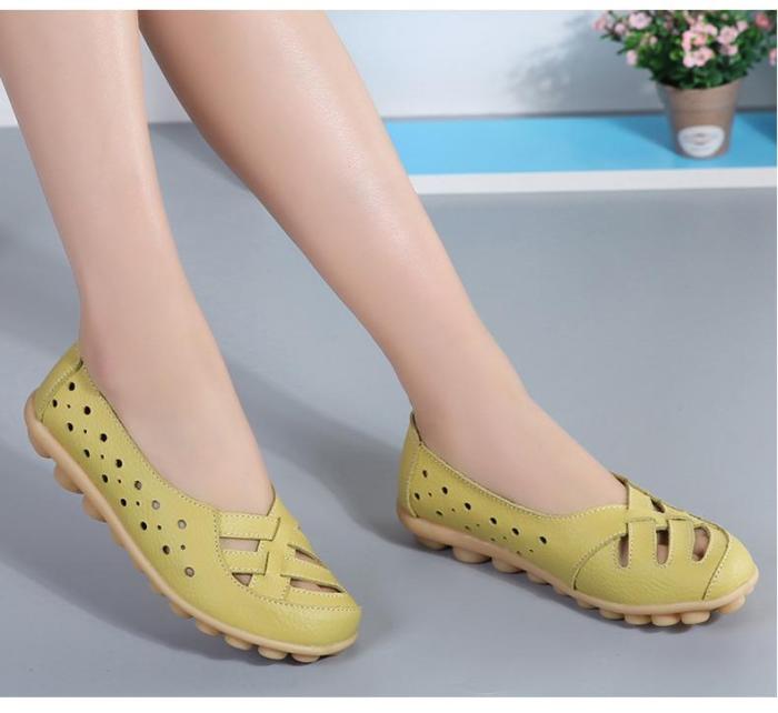 Genuine Leather Shoes Women Plus Size Flat Shoes Soft Leather Loafers Women Flats For Ballet Nurse Shoes Casual Chaussures Femme