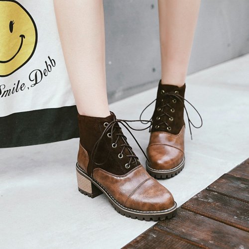 Women's Chunky Heel Vintage Lace Boots