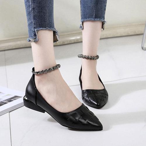Shallow Mouth Flat Metal Chain Women's Shoes